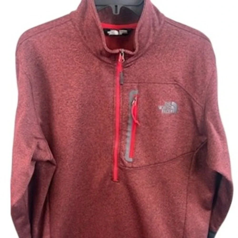 The North‎ Face Pullover Fleece Sweater Top Quarter Zip Red Athletic Size Large